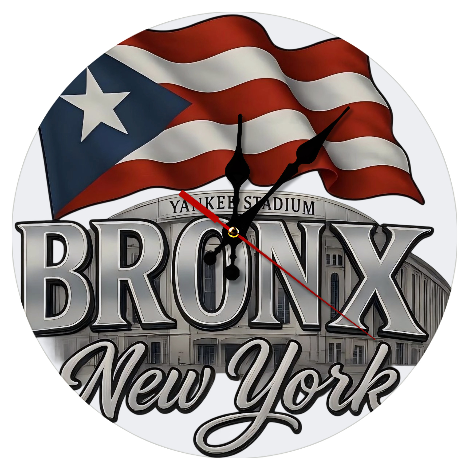 New York Yankees BRONX Yankees Stadium Silent Round Wall Clock – Modern & Stylish DIY Design, Durable Wood Construction, Easy To Install – Perfect For Office, Bedroom, Living Room, And More